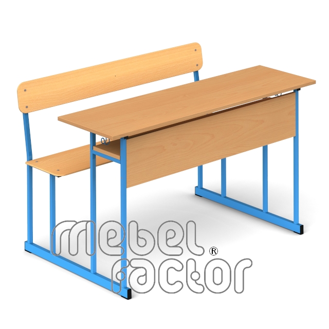 Double combo desk UNIVERSAL H76cm. Plywood seat and backrest.
