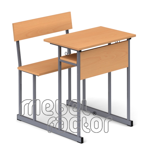Single combo desk UNIVERSAL H76cm. Chipboard seat and backrest.