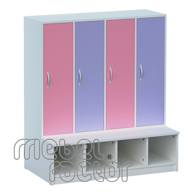 Four-wing children's wardrobe with seat