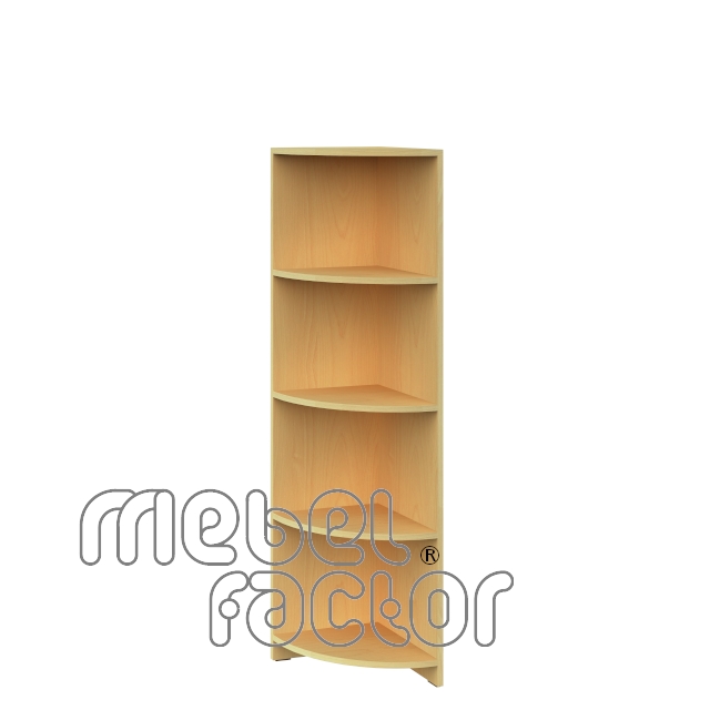 Corner office shelf with four levels