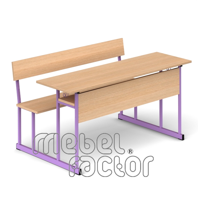 Double combo desk UNIVERSAL H65cm. Chipboard seat and backrest.