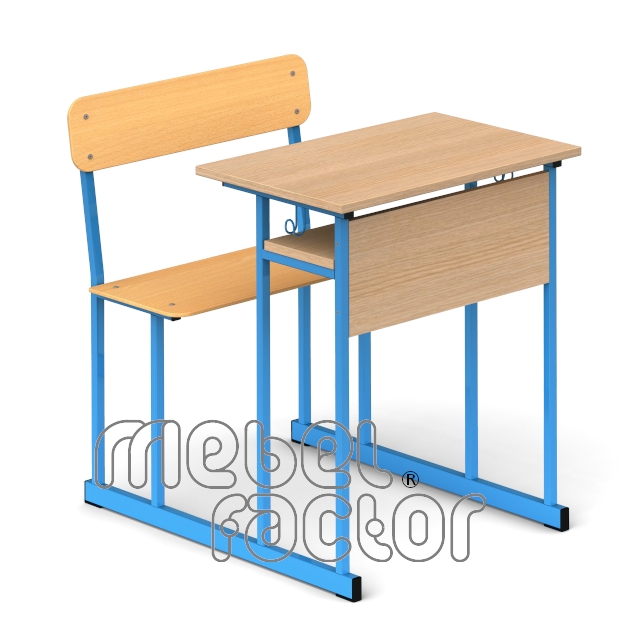 Single combo desk UNIVERSAL H76cm. Plywood seat and backrest.