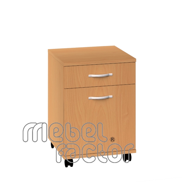 Mobile office pedestal with cabinet and drawer