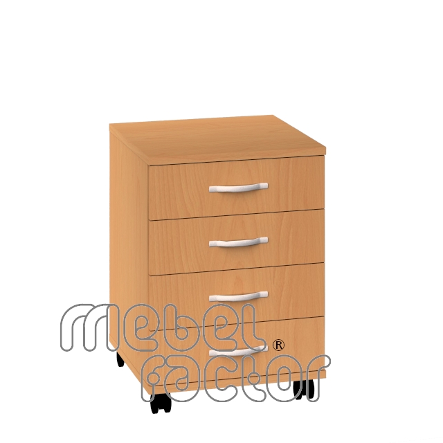 Mobile office pedestal with four drawers