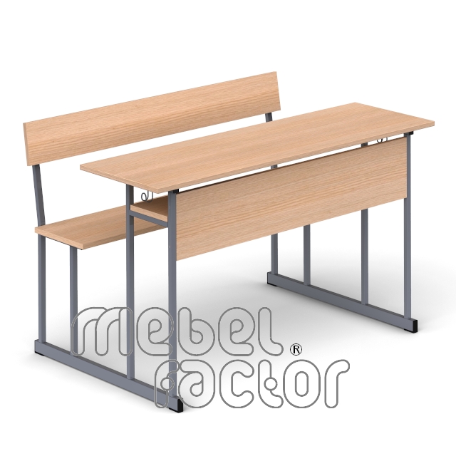 Double combo desk UNIVERSAL H76cm. Chipboard seat and backrest.