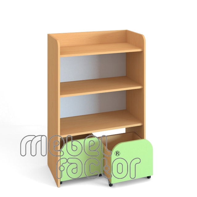 Double cupboard with three levels and two drawers