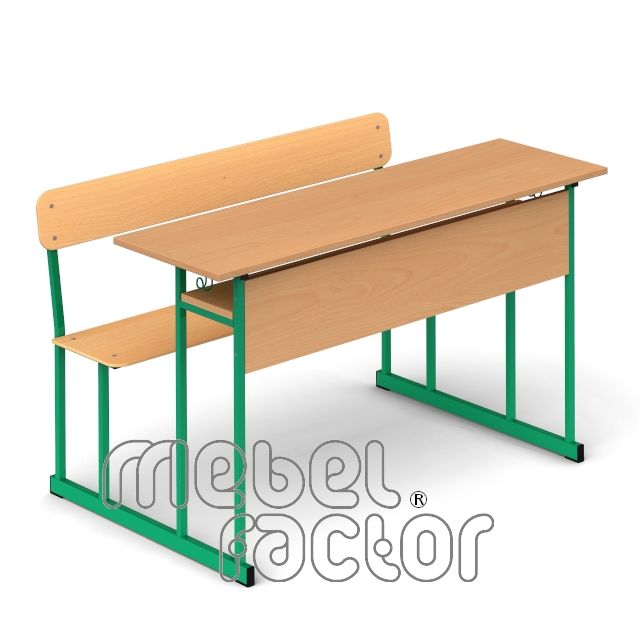 Double combo desk UNIVERSAL H71cm. Plywood seat and backrest.