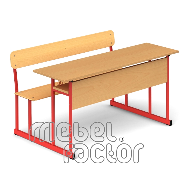 Double combo desk UNIVERSAL H65cm. Plywood seat and backrest.