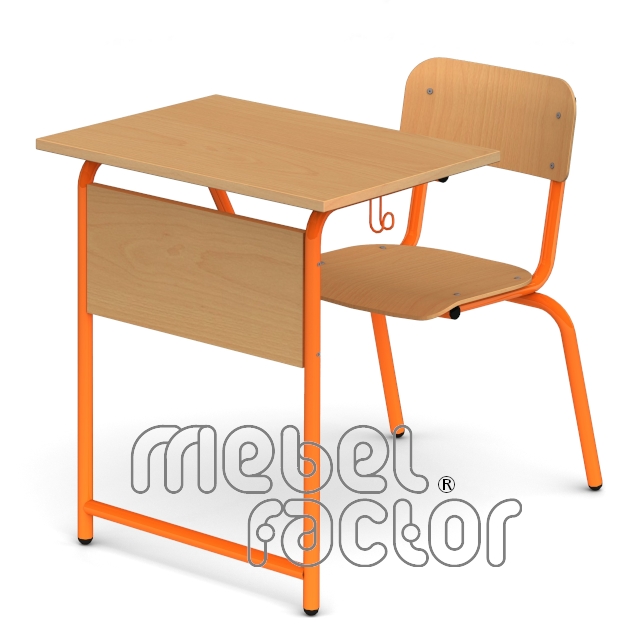 Single school combo desks RONDO H65cm with front, leftward