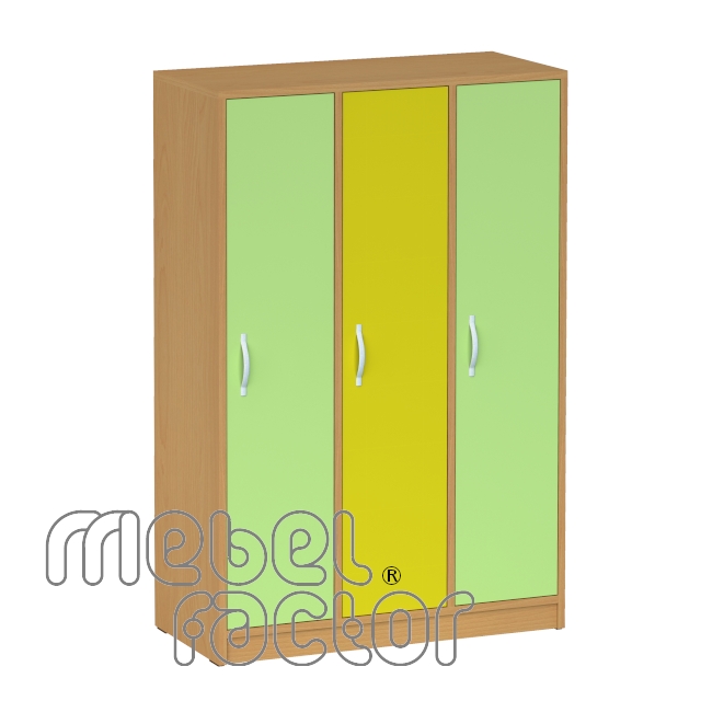 Three-winged children's wardrobe with full doors