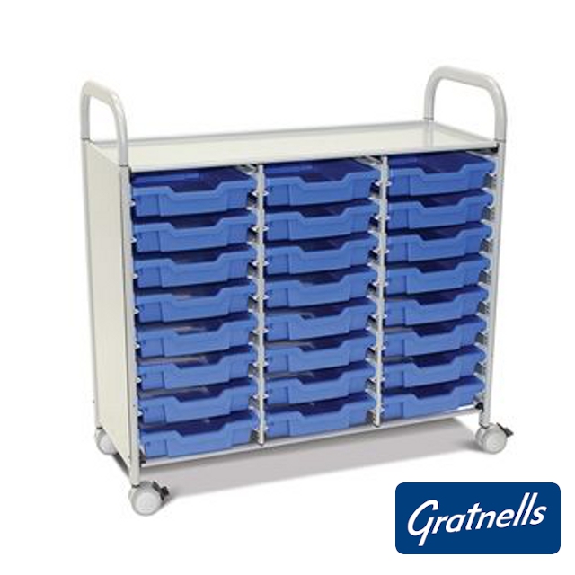 Callero treble column trolley, 24 shallow trays (F1)