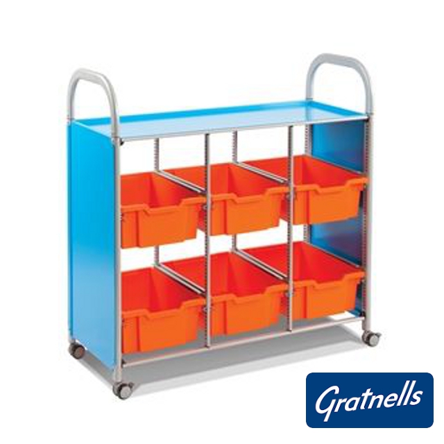 Callero Plus treble Library trolley, 6 deep trays