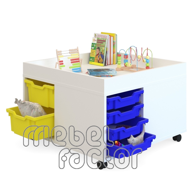 Mobile play area with 12 trays