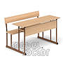 Double combo desk UNIVERSAL H71cm. Chipboard seat and backrest.